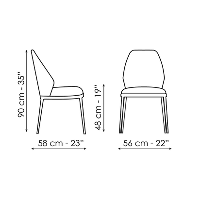 Bonaldo Mida large Chair — manufacturer model and dimension drawing