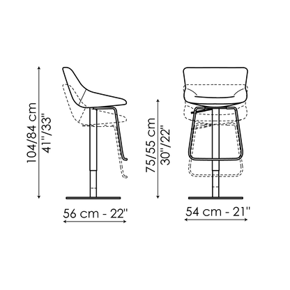 Bonaldo Artika too H 55/75 Stool — manufacturer model and dimension drawing