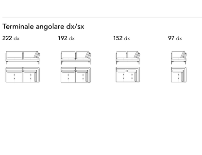 Bonaldo Aliante — Corner Terminal Sofa Module — manufacturer component/size drawing
