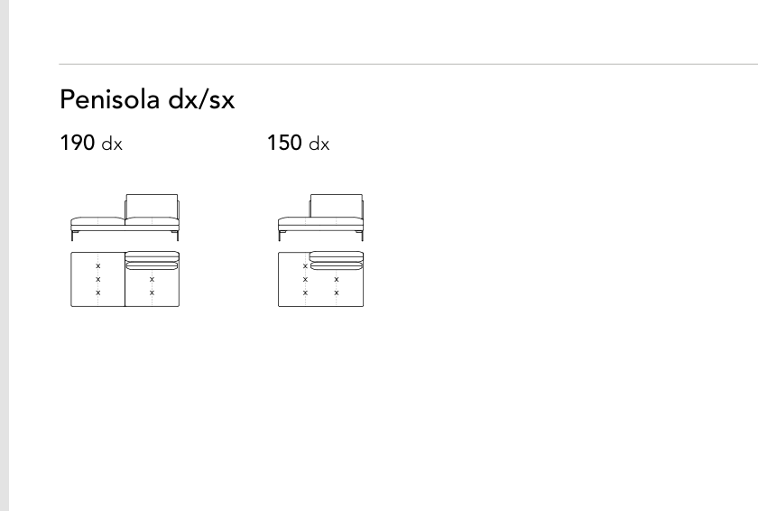 Bonaldo Aliante — Peninsula Sofa Module — manufacturer component/size drawing
