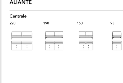 Bonaldo Aliante — Central Sofa Module — manufacturer component/size drawing