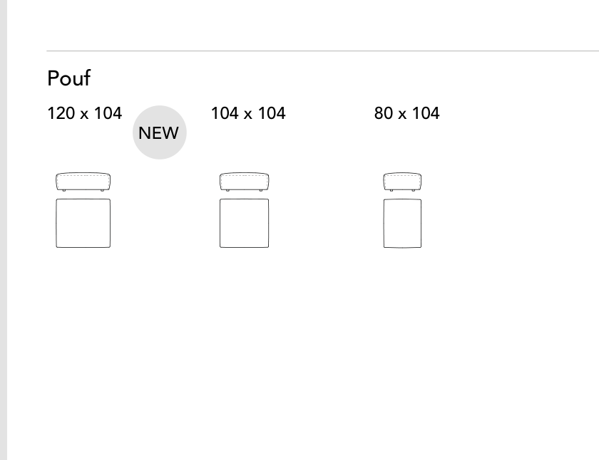 Bonaldo Belloalto — Pouf — manufacturer component/size drawing