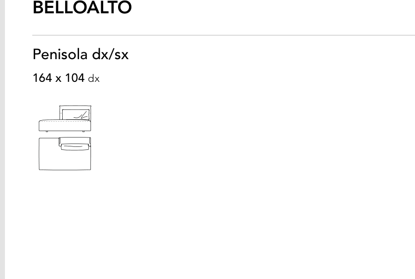 Bonaldo Belloalto — Peninsula Sofa Module — manufacturer component/size drawing