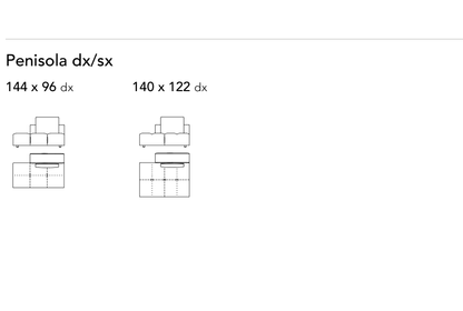 Bonaldo Bonamour — Peninsula Sofa Module — manufacturer component/size drawing