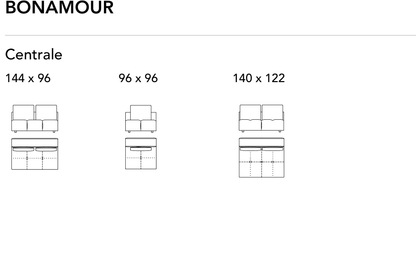 Bonaldo Bonamour — Central Sofa Module — manufacturer component/size drawing