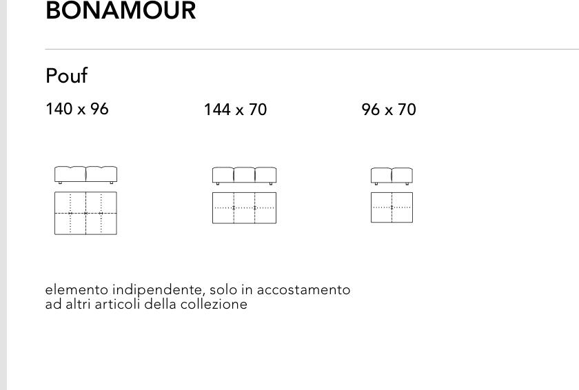 Bonaldo Bonamour — Pouf — manufacturer component/size drawing