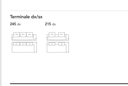 Bonaldo Boolean — Terminal Sofa Module — manufacturer component/size drawing