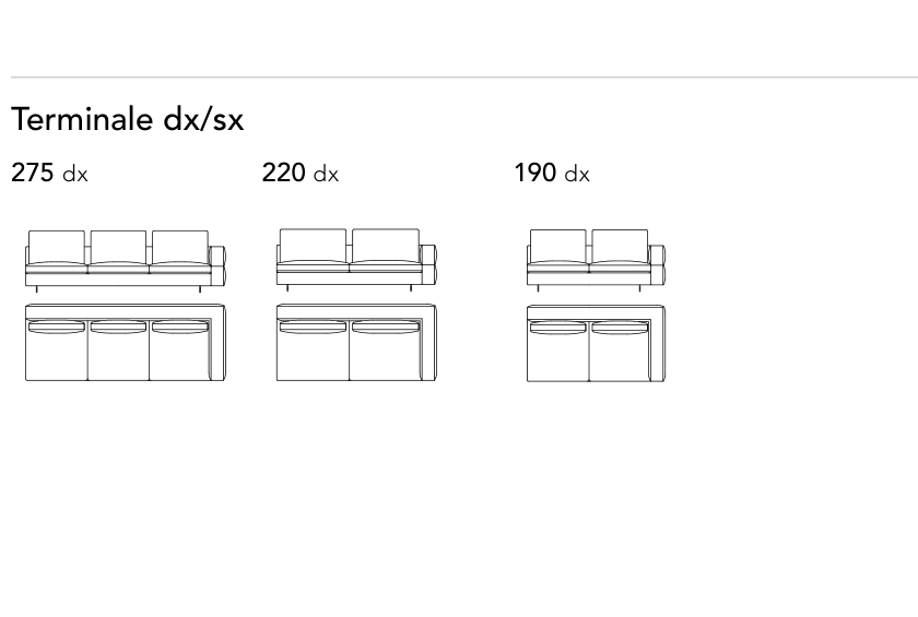 Bonaldo Ever More — Terminal Sofa Module — manufacturer component/size drawing