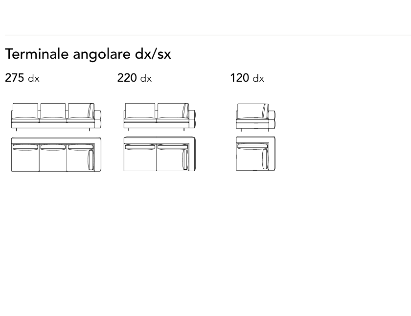 Bonaldo Ever More — Corner Terminal Sofa Module — manufacturer component/size drawing