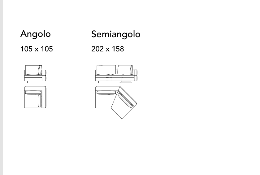Bonaldo Ever More — Angolo Semiangolo — manufacturer component/size drawing