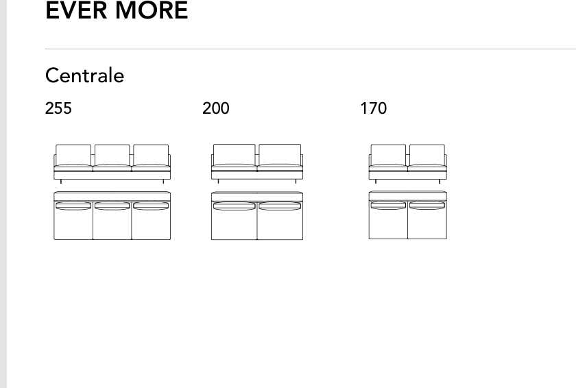 Bonaldo Ever More — Central Sofa Module — manufacturer component/size drawing