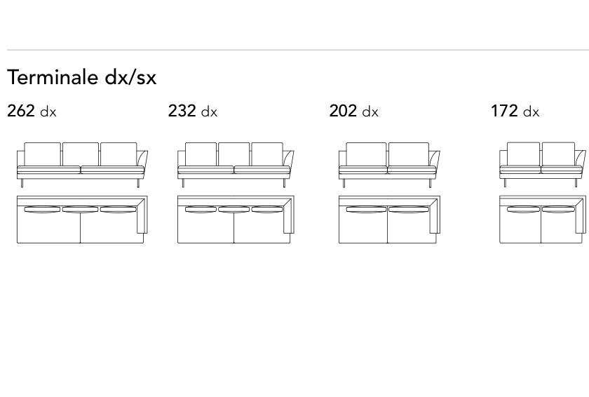 Bonaldo Lars — Terminal Sofa Module — manufacturer component/size drawing