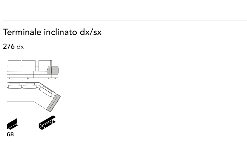 Bonaldo Liam — Terminale inclinato dx/sx — manufacturer component/size drawing