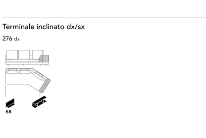 Bonaldo Liam — Terminale inclinato dx/sx — manufacturer component/size drawing