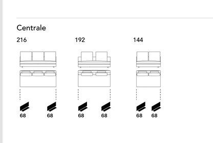 Bonaldo Liam — Central Sofa Module — manufacturer component/size drawing