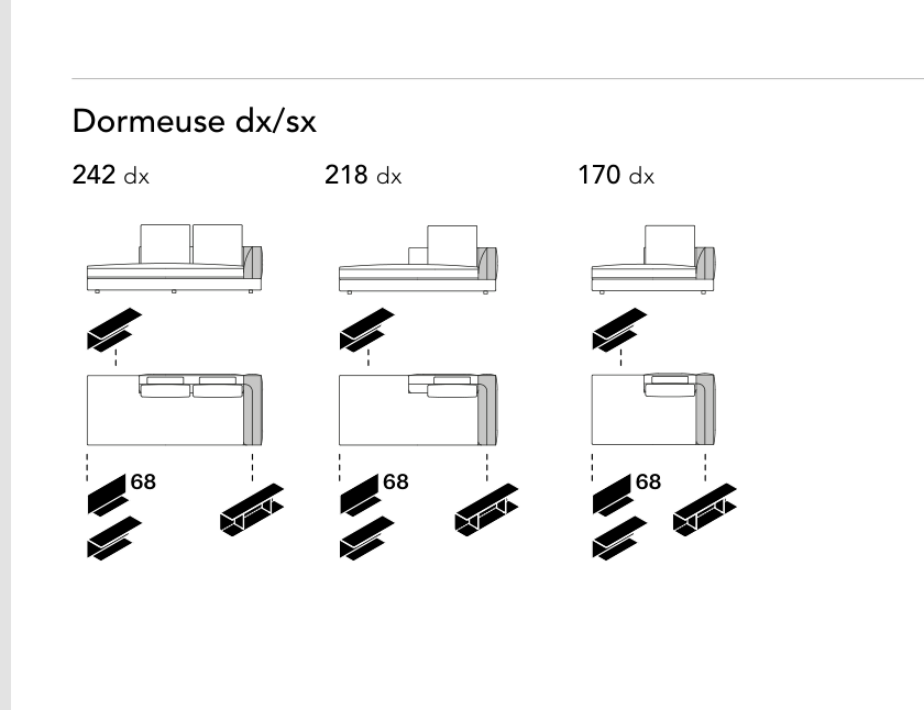Bonaldo Liam — Dormeuse Module — manufacturer component/size drawing