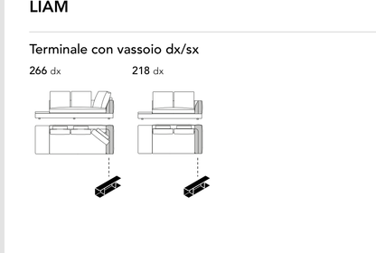 Bonaldo Liam — Terminal Sofa Module With Tray — manufacturer component/size drawing