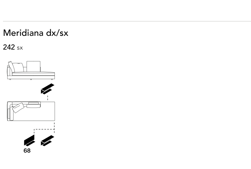 Bonaldo Liam — Meridiana Module — manufacturer component/size drawing