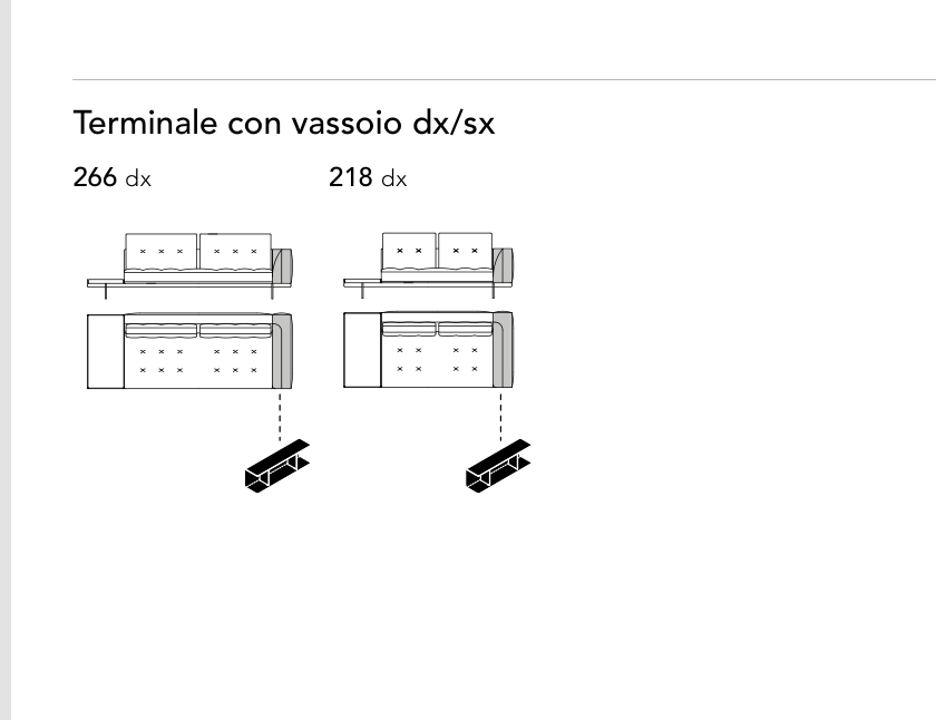 Bonaldo Maximilian — Terminal Sofa Module With Tray — manufacturer component/size drawing