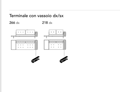 Bonaldo Maximilian — Terminal Sofa Module With Tray — manufacturer component/size drawing
