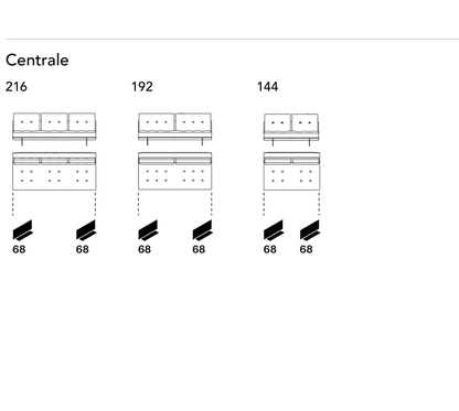 Bonaldo Maximilian — Central Sofa Module — manufacturer component/size drawing