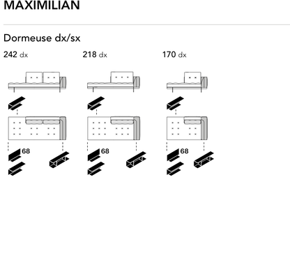 Bonaldo Maximilian — Dormeuse Module — manufacturer component/size drawing