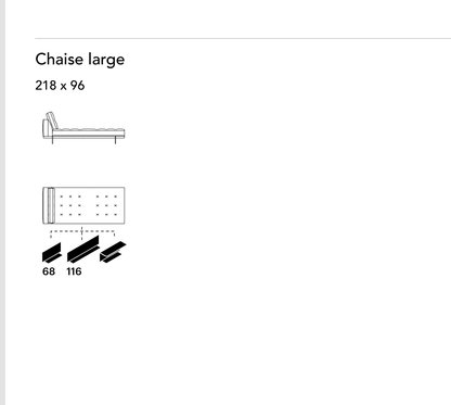 Bonaldo Maximilian — Wide Chaise Module — manufacturer component/size drawing