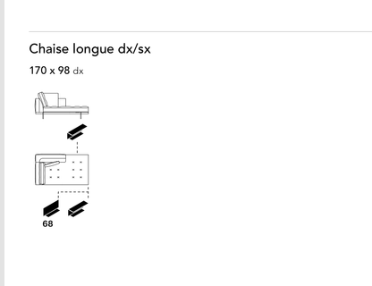 Bonaldo Maximilian — Chaise Longue Module — manufacturer component/size drawing