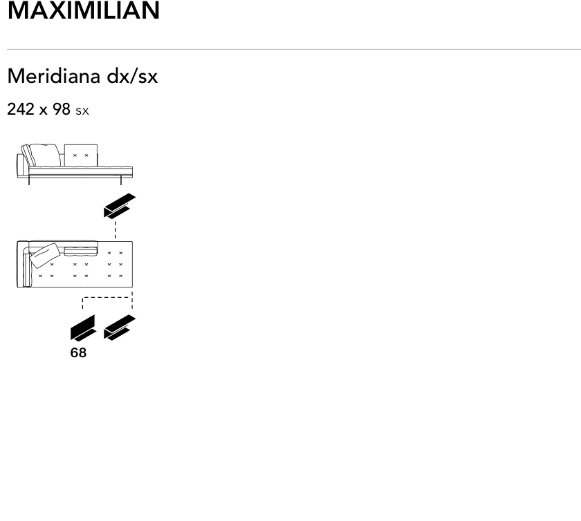 Bonaldo Maximilian — Meridiana Module — manufacturer component/size drawing