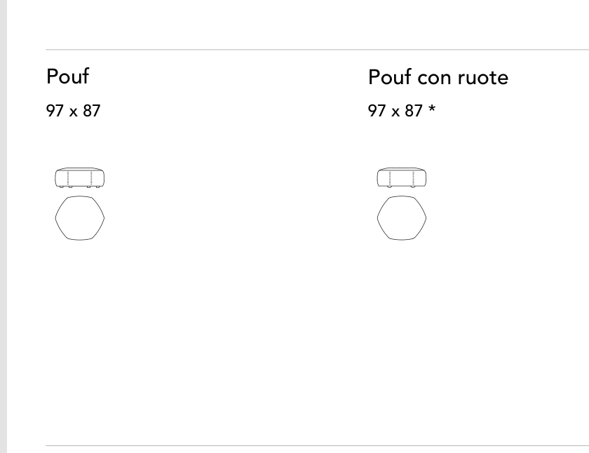 Bonaldo Panorama New — Pouf — manufacturer component/size drawing