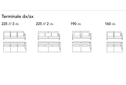 Bonaldo Paraiso — Terminal Sofa Module — manufacturer component/size drawing