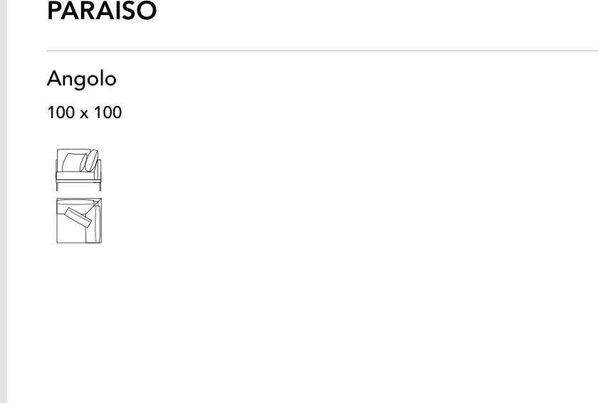 Bonaldo Paraiso — Corner Sofa Module — manufacturer component/size drawing