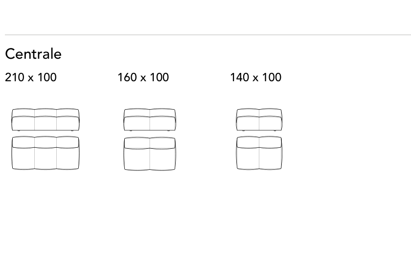 Bonaldo Peanut B. - Peanut B.X. — Central Sofa Module — manufacturer component/size drawing