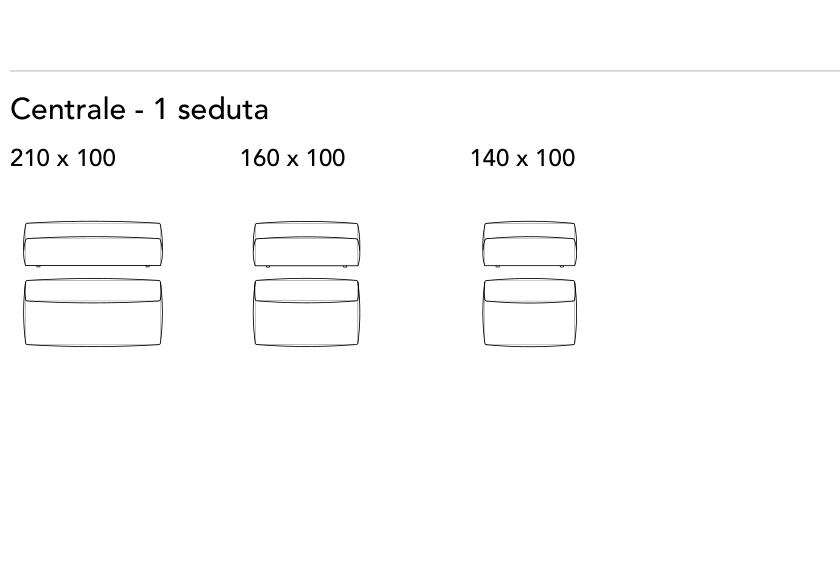 Bonaldo Peanut B. - Peanut B.X. — Central Sofa Module — One Seat — manufacturer component/size drawing