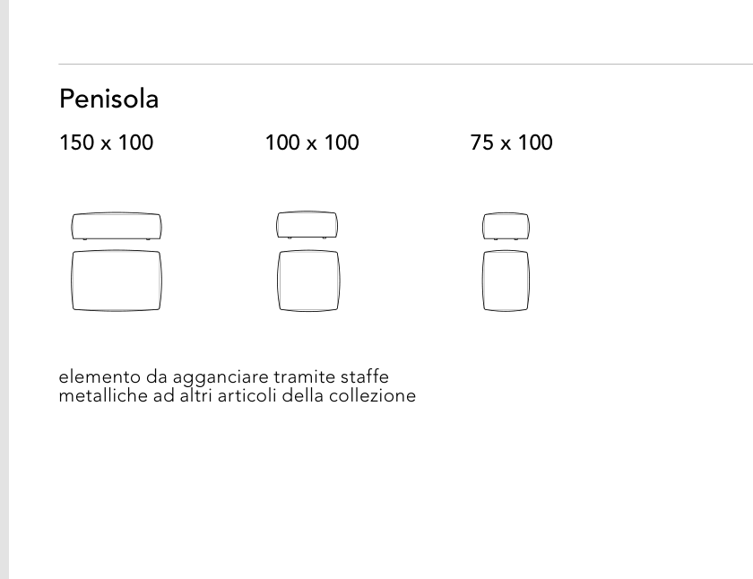 Bonaldo Peanut B. - Peanut B.X. — Peninsula Sofa Module — manufacturer component/size drawing