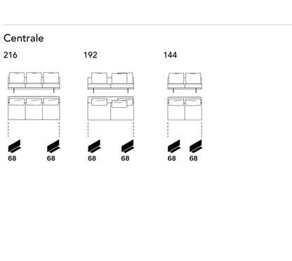 Bonaldo Phil — Central Sofa Module — manufacturer component/size drawing