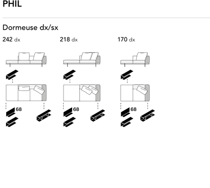 Bonaldo Phil — Dormeuse Module — manufacturer component/size drawing