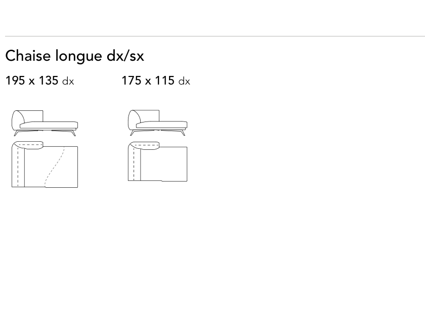 Bonaldo Saddle — Chaise Longue Module — manufacturer component/size drawing