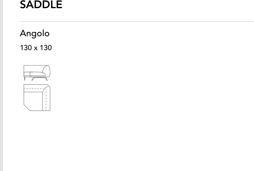 Bonaldo Saddle — Corner Sofa Module — manufacturer component/size drawing