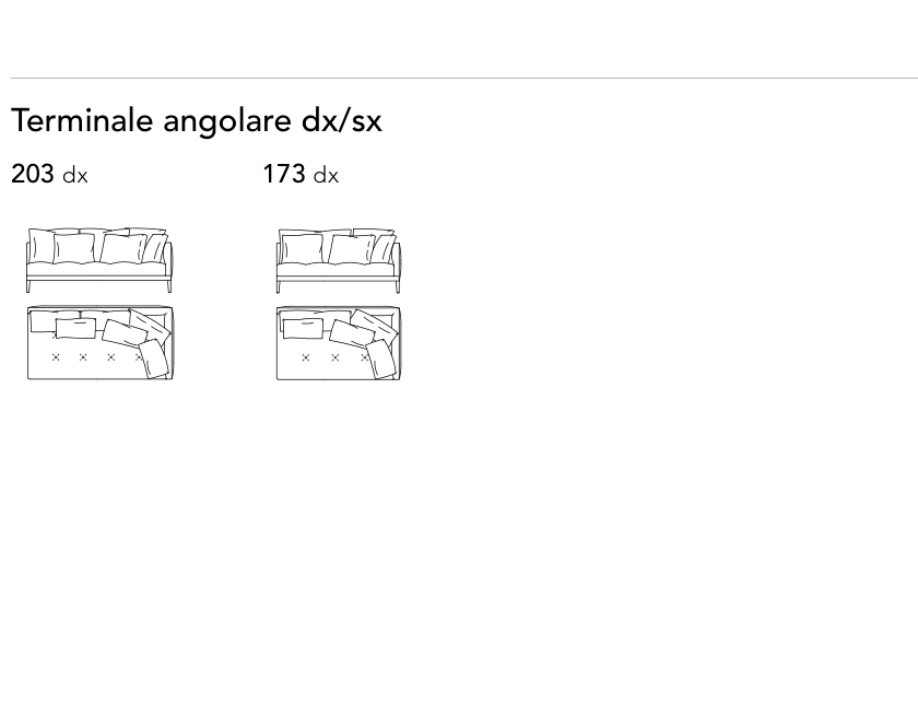 Bonaldo Soft Island — Corner Terminal Sofa Module — manufacturer component/size drawing
