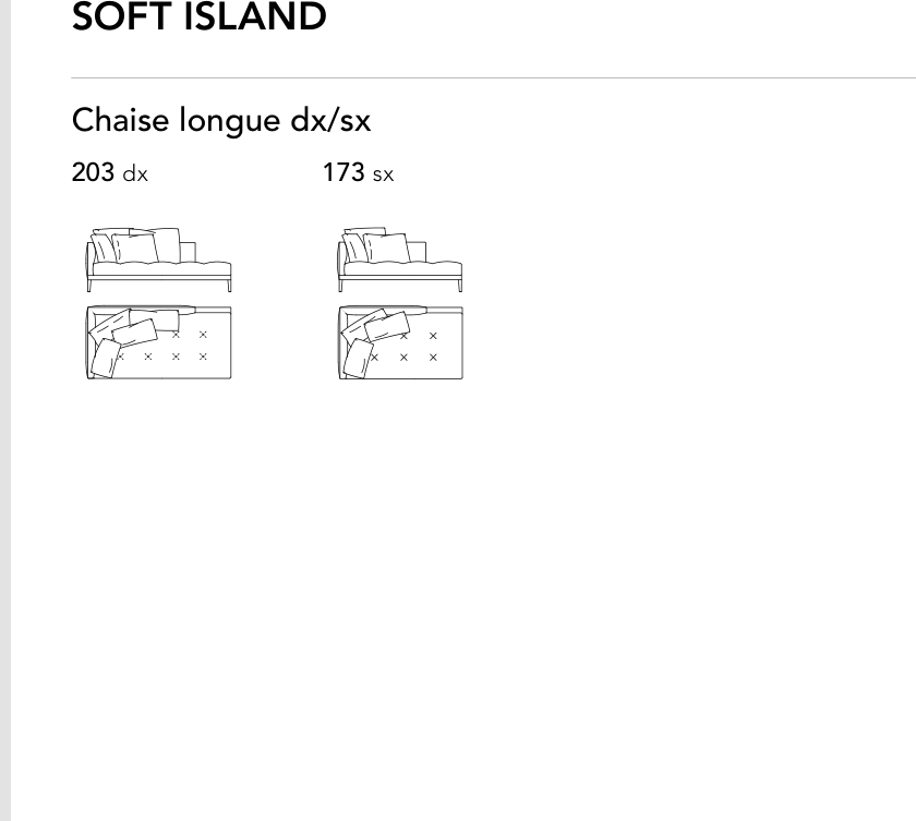 Bonaldo Soft Island — Chaise Longue Module — manufacturer component/size drawing