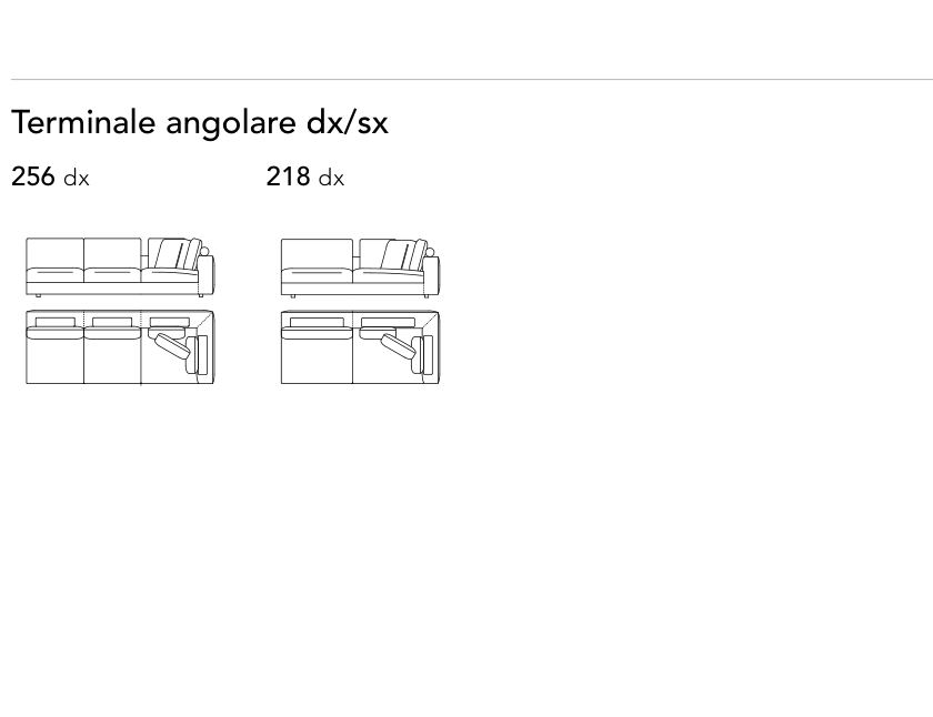 Bonaldo Superhiro — Corner Terminal Sofa Module — manufacturer component/size drawing