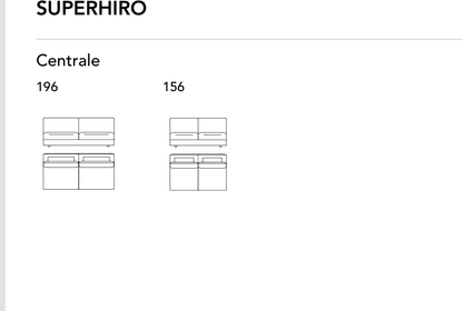 Bonaldo Superhiro — Central Sofa Module — manufacturer component/size drawing