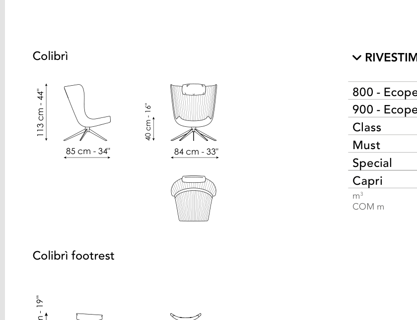 Bonaldo Colibrì — Pouf — manufacturer component/size drawing