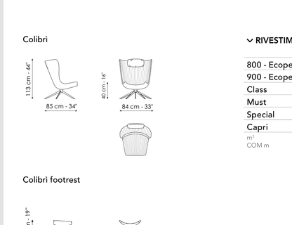Bonaldo Colibrì — Pouf — manufacturer component/size drawing
