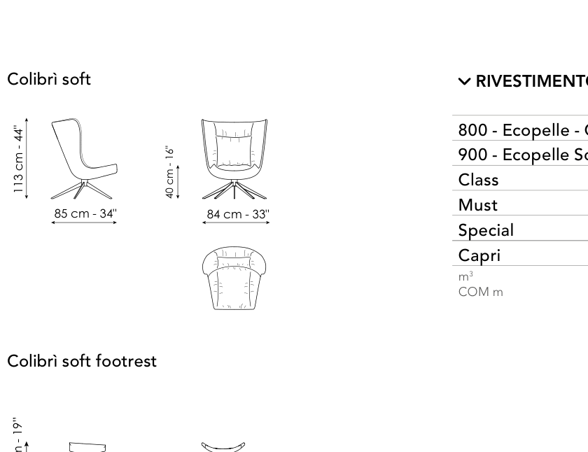 Bonaldo Colibrì Soft — Pouf — manufacturer component/size drawing