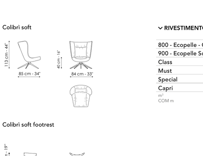Bonaldo Colibrì Soft — Pouf — manufacturer component/size drawing