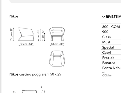 Bonaldo Nikos — Cushion — manufacturer component/size drawing
