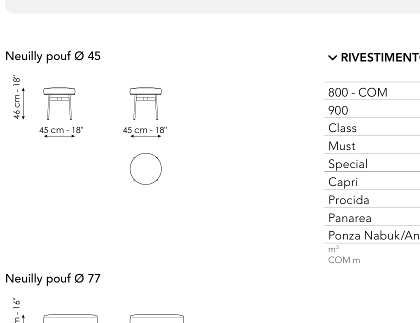 Bonaldo Neuilly Pouf — Pouf — manufacturer component/size drawing