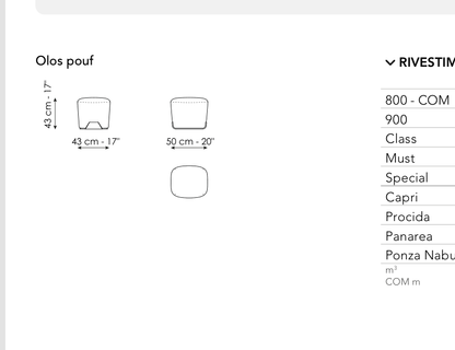 Bonaldo Olos Pouf — Pouf — manufacturer component/size drawing